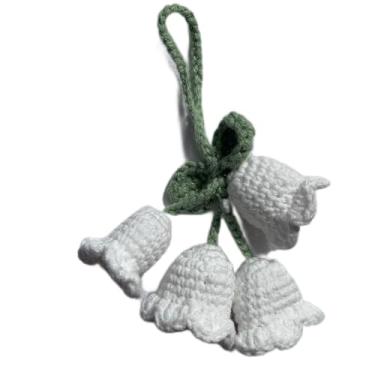 Imagem de Chaveiro de flor de orquídea tricotado criativo branco pingente de flor de crochê para porta-chaves de carro, suprimentos de telefone, mini chaveiros macramê boêmio, bolsa de macramê, berloques ou
