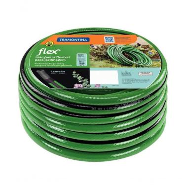 Imagem de Mangueira Flex Para Jardim Tramontina Em Pvc Verde Com Faixa Preta 4 Camadas 30m