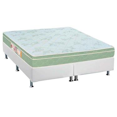 Imagem de Cama Box Queen: Colchão Espuma Castor D33 Sleep Max + Base Crc Courano White(158X198)