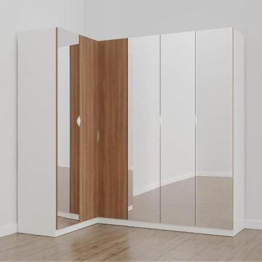 Imagem de Guarda Roupa Modulado de Canto com Espelho 6 Portas 3 Peças Hera Cabec
