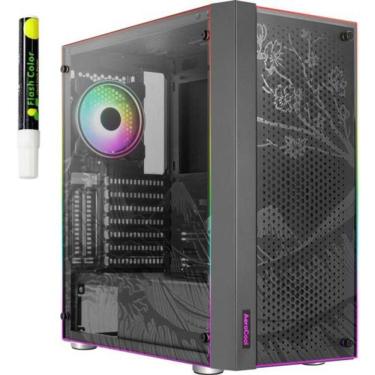 Imagem de Gabinete Gamer Aerocool Skribble Preto Rgb Lateral Vidro