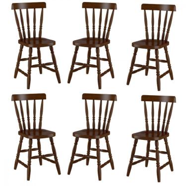 Imagem de Conjunto 6 Cadeiras Madeira Eucalipto Castanho Piratini