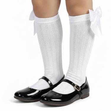Imagem de Kit Infantil Sapatilha Festa com Meia Alta Branca Laço Cetim Sapato Boneca Elegante para Meninas (Preto, BR, Criança de 9 a 12 anos, Numérico, 32)
