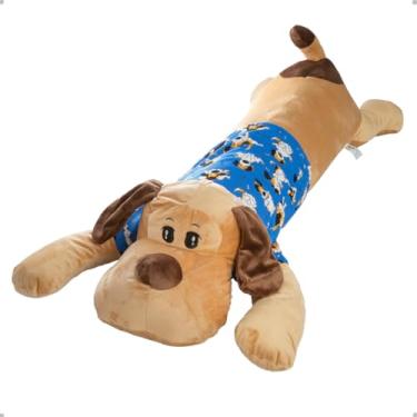 Imagem de Travesseiro Xuxão Dog Gigante 1,10m Pelúcia Fofinha C/Zíper Camiseta Removível (Azul)