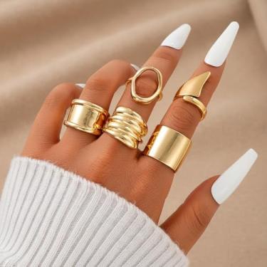 Imagem de 5 peças elegantes anéis de linhas suaves unissex para homens e mulheres joias finas vida diária namoro decoração para festa de formatura