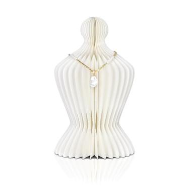 Imagem de Fenyluxe Suporte de exibição de joias dobrável, papel favo de mel branco, montagem magnética, chapéu dobrável e torre de acessórios, 40,6 cm