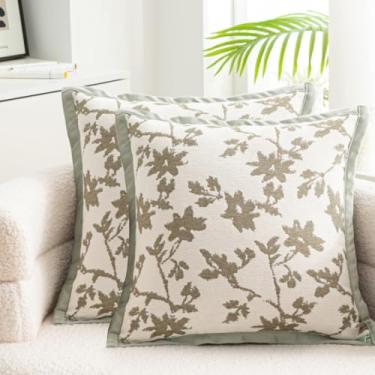 Imagem de Qupace Conjunto de 2 capas de almofadas vintage pretas e brancas para sofá de sofá, tapeçaria de 45,7 x 45,7 cm para sala de estar, tapeçaria floral preta, capa de almofada para sofá-cama, cadeiras e