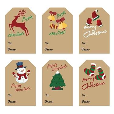 Imagem de 180 etiquetas de presente de Natal, adesivos de presente de Natal, etiquetas autoadesivas de presente de Natal, etiquetas de nome para cartões de festa de presente, caixas de envelopes, papel de