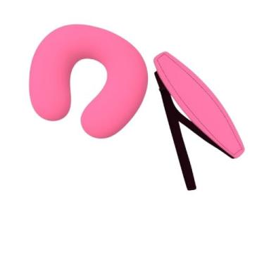 Imagem de Kit Almofada de pescoço e Faixa Apoio Suporte Cabeça de Bebê Cadeirinha Carro (Rosa)