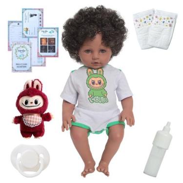 Imagem de Boneco Reborn Bebê Realista Menino Labubu Pelúcia + Itens - Cegonha Re