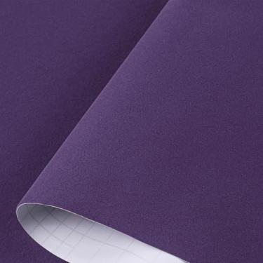 Imagem de Decotalk Papel de parede de veludo roxo de veludo papel de parede adesivo de tecido de feltro papel de parede de veludo roxo para artesanato gaveta prateleira forro caixa de joias 15,7 x 120 polegadas