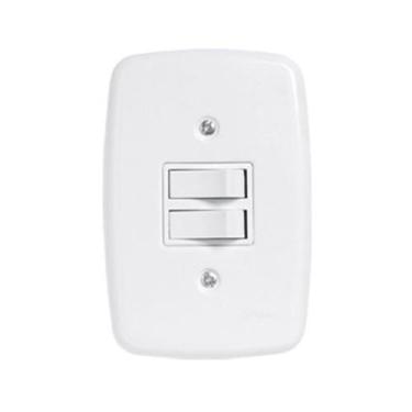 Imagem de Interruptor Duplo 2 Teclas de Embutir Branco Paralela Pluzie