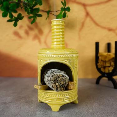 Imagem de MOUGIGI Suporte de cerâmica amarela para queimador Palo Santo – Finalidade para palitos Palo Santo, palitos de manchas de sálvia e queima de cones de incenso – Ideal para limpeza de energia, ioga