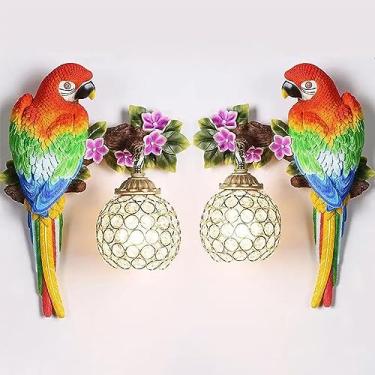 Imagem de Luminária de parede contemporânea em formato de papagaio, personalizada e criativa, para sala de estar, quarto, escritório, casa de campo, quarto infantil, corredor de hotel, com luz LED (Es