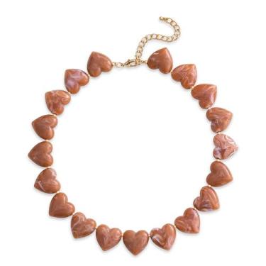 Imagem de YUJIE Colar gargantilha feminina com coração de acrílico âmbar, vintage, punk, acessório moderno, statement, Resina, Sem Pedra Preciosa