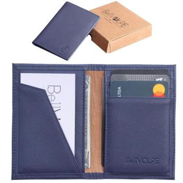 Imagem de Carteira Masculina Feminina Mini Porta Cartões Slim Couro Legítimo Pre