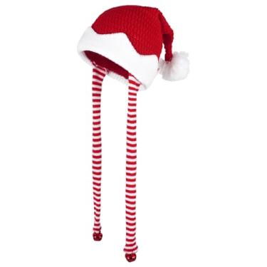 Imagem de Quniko Chapéu de elfo de Natal com cauda longa, gorro de Papai Noel, feminino, masculino, festivo para festa de Natal, fantasia de Natal, Vermelho com acabamento branco, One Szie