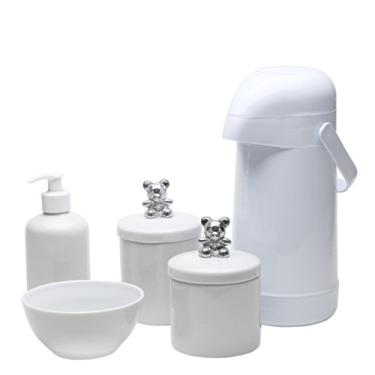 Imagem de Potinho de Mel Potes Garrafa Molhadeira E Porta Álcool-Gel Ursinho Prata Prata