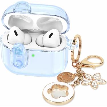 Imagem de Capa transparente (com trava de segurança) para Apple AirPods Pro 3rd 2025 feminino, VOTILE TPU transparente Air pods Pro 3ª geração, chaveiro feminino com brilho para Airpod iPod Pro 3ª geração