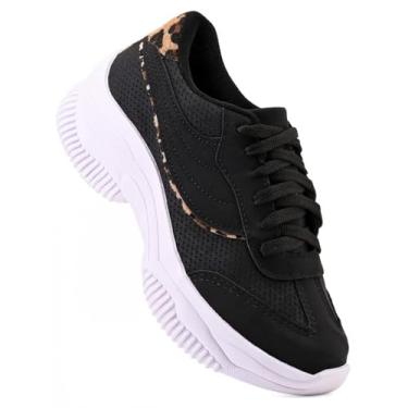 Imagem de THOWS Tênis Feminino Casual, Confortável para Passeio, Leve e Resistente (Preto Onça, BR, Adulto, Numérico, 36)