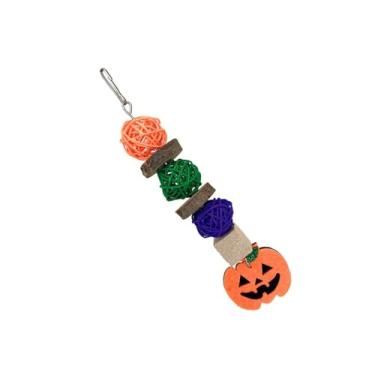 Imagem de Tnfeeon Brinquedo para Mastigar Pássaros, Rattan de Madeira de maçã Com Design de Abóbora de Halloween, Atividade de Moagem de Bico de Longa Duração, Suporte de Saúde Bucal para Periquitos e