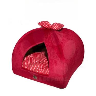 Imagem de Cama Pet Para Gato Ou Cachorro Pequeno Almofada Removivel Dupla Face Fundo Impermeavel Tamanho M E G(Vermelho Poá,M)