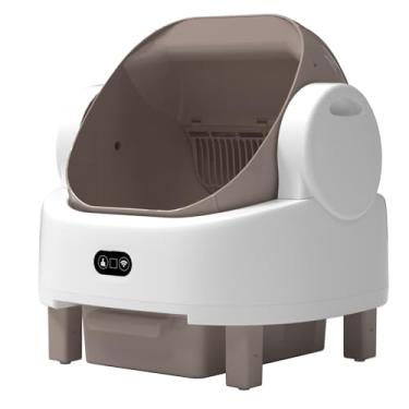 Imagem de Gimars Caixa de areia inteligente para gatos com tampa aberta champanhe