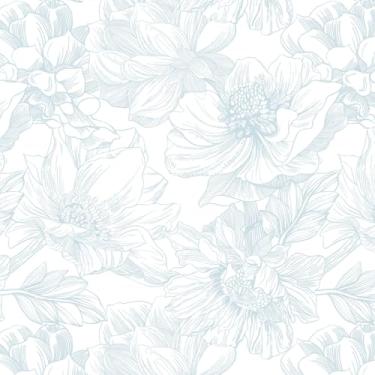 Imagem de Ismoon Papel de parede floral grande Boho branco e azul para contato 17,3 x 6,15 m, papel de parede moderno, papel de parede autoadesivo removível para armário de quarto, decoração de parede mural