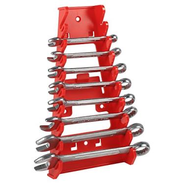 Imagem de Organizador de chave, suporte de chave de plástico com 9 compartimentos, suporte organizador padrão para ferramentas de armazenamento, porta-chaves, vermelho
