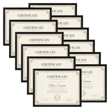 Imagem de Wtrgas Conjunto de 12 molduras pretas de 21 x 27 cm para certificado de prêmio e exibição de diploma na parede ou mesa