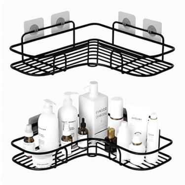 Imagem de Prateleira Banheiro, Kit 2 Suporte com Alto Adesivos para Parede lavanderia Shampoo Sabonete(2 Prateleiras,Preto)