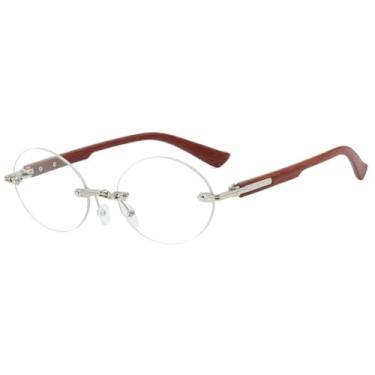 Imagem de JRLLFD Óculos de sol retrô sem aro oval feminino, moda luxo punk masculino para áreas externas feminino UV400 (marrom transparente)