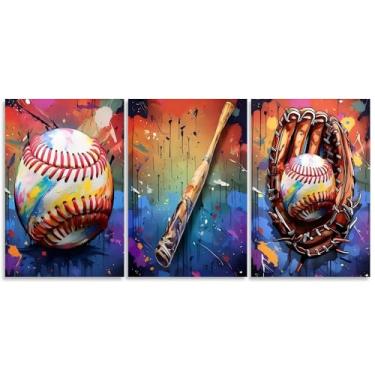 Imagem de Arte de parede de beisebol impressões em tela imagens de beisebol decoração de parede para meninos presente para fãs de esporte pintura de arte de grafite vintage pôsteres homem caverna quarto