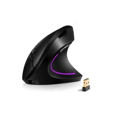 Imagem de Mouse Vertical Sem Fio Wireless e Bluetooth 2400dpi  Design Ergonômico