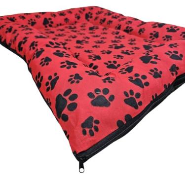 Imagem de Caminha Pet Confortável para Cães e Gatos Tecido Resistente e Lavável Cama Colchonete para Cachorros e Gatos com Zíper(VERMELHO,P 50 X 40)