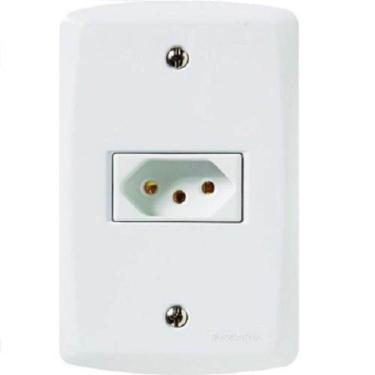 Imagem de Tomada 3p 10a Lux2 Tramontina - Conjunto Branco - Placa Modular - Parafusos Inclusos