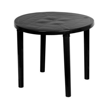 Imagem de Mesa Redonda Plástica Piscina Praia Desmontável Preta Plasnew