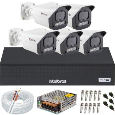 Imagem de Kit 5 Câmeras Full Color C/Áudio Dvr Intelbras 8 canais S/HD