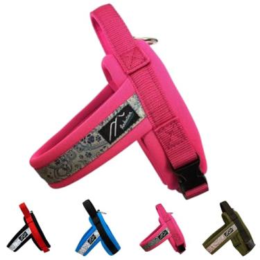 Imagem de 【Hakusan】 Arreio para cães de dragão justo – refletivo, paisley, sem estresse, feito no Japão, fivelas de um toque, fácil de colocar, (rosa × rosa, 2)