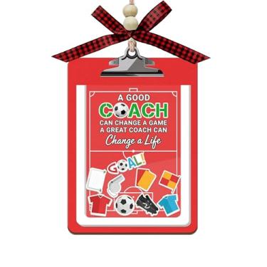 Imagem de Enfeite de agitação de agradecimento de treinador de futebol - Prancheta esportiva 3 camadas de madeira e acrílico para presente - Um bom treinador pode mudar um enfeite de jogo - Presente de