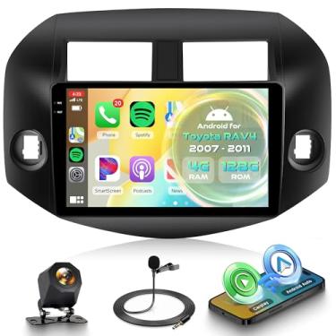 Imagem de Orderich Rádio veicular Android 4G + 128G para Toyota RAV4 2007-2012 com carro sem fio CarPlay Android Auto, tela sensível ao toque de 10 polegadas, espelho estéreo, conexão GPS, Wi-Fi, Bluetooth, FM