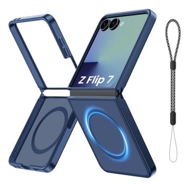 Imagem de Vividarm Capa magnética para Galaxy Z Flip 7, compatível com MagSafe, [sem protetor de tela] [proteção de nível militar] Capa de telefone fina translúcida fosca à prova de choque para Samsung Flip 7