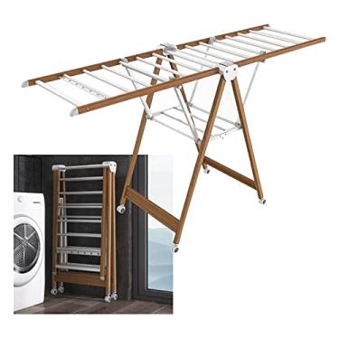 Imagem de Suporte de lavanderia tipo asa, cabide de liga de alumínio dobrável para lençóis, com asas ajustáveis em altura independente escorredor de roupas poderosamente