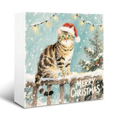 Imagem de Sinais de decoração de Natal, placa de caixa de madeira decorativa, decoração de dia de Natal, decorações de mesa de sala de estar, arte de decoração de mesa, presente inspirador para amigos ou