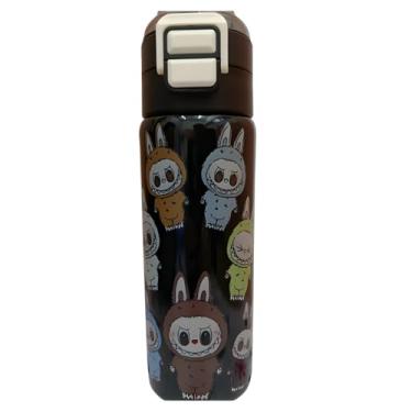 Imagem de Garrafa Térmica Infantil Monstrinho, 500ml, Aço Inox com Canudo, Interior em Inox, Tampa com Trava de Segurança (Preta)