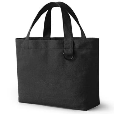 Imagem de KIDJFGG 1 pacote de pequenas bolsas de lona, mini sacolas a granel para mulheres, sacola de sublimação fofa em branco reutilizável DIY com alças e anel D para almoço, lembrancinhas de festa, presentes