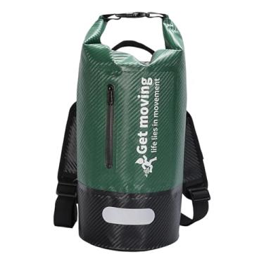 Imagem de Dynwave Mochila estanque grande e leve com alça, ideal para guardar objetos na praia, natação e viagens. Mochila flutuante à prova d'água para homens, Verde Escuro