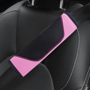 Imagem de Hbxdeco 2 peças de capa de cinto de segurança de carro, capas de cinto de segurança de malha macia e couro para carros, protetor de almofada de cinto de segurança automotivo, capas de alça de ombro