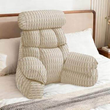 Imagem de FXXUDVNIIN Almofada de leitura para cama: oferece suporte confortável. Travesseiro de costas para cama sentado com apoio de braço de altura de 24 cm, ideal para assistir TV, jogar ou relaxar enquanto