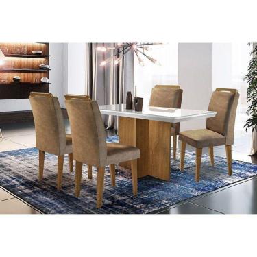 Imagem de Kit Mesa Berlim C- Tampo Vidro Canto Reto 120cm + 4 Cadeiras Imbuia Chocolate